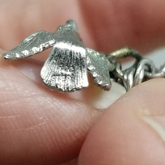 Vintage Elco Sterling Silver Merry Christmas Dove Charm Bracelet, Double Link - Picture 7 of 10